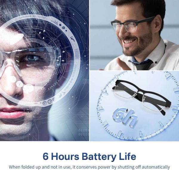 Bluetooth Audio Smart Glasses, Blue Light Glasses for Women and Men, Open Ear Sound with Mic & Speakers, Blue Light Filter & Polarized Sunglasses Lenses, Voice Assistant (Silver) - Image 8