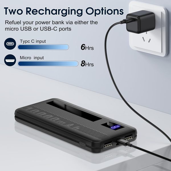 Dbasne Portable Charger, 10000mAh Ultral Slim Power Bank 3A Fast Charging, LED Display Phone Battery Pack Compatible with iPhone 16 15 14 13 Pro Samsung S23 Google iPad Tablet, etc (Lava Black) - Image 4