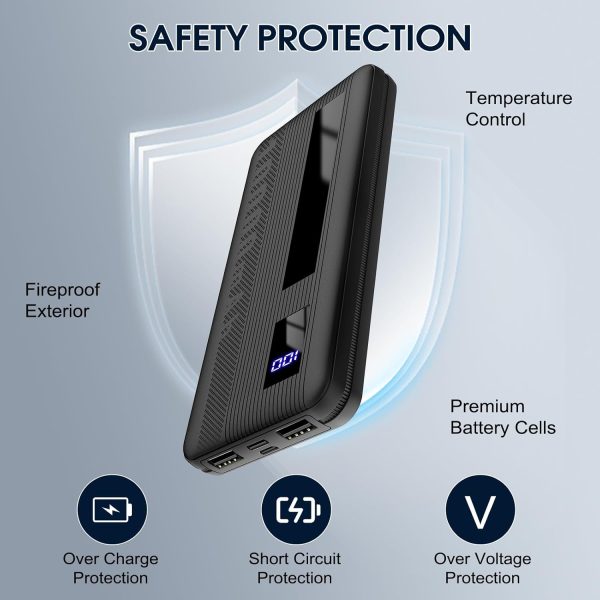 Dbasne Portable Charger, 10000mAh Ultral Slim Power Bank 3A Fast Charging, LED Display Phone Battery Pack Compatible with iPhone 16 15 14 13 Pro Samsung S23 Google iPad Tablet, etc (Lava Black) - Image 5