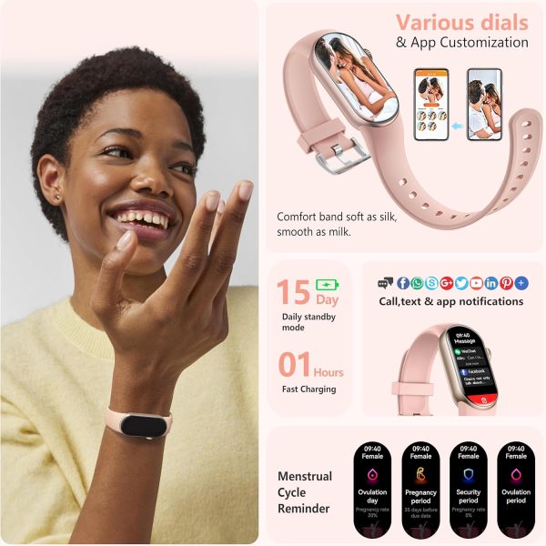 FITVII Ole Fitness Tracker with 24/7 Heart Rate and Blood Pressure Monitor, Blood Oxygen Sleep Tracking Step Calories Counter IP68 Waterproof Activity Tracker for Women Men - Image 7