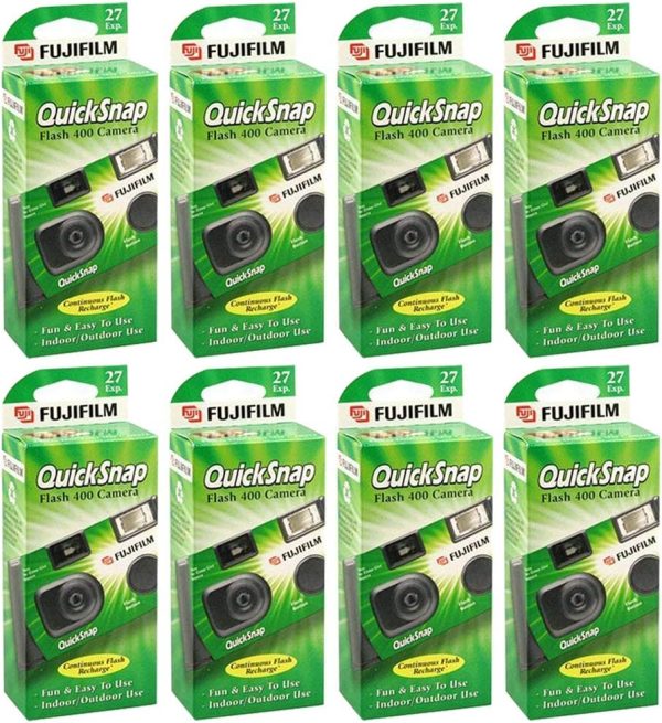 Fujifilm QuickSnap Flash 400 One Time Use 35mm Camera with Flash, 27 Exposures, 8-Pack