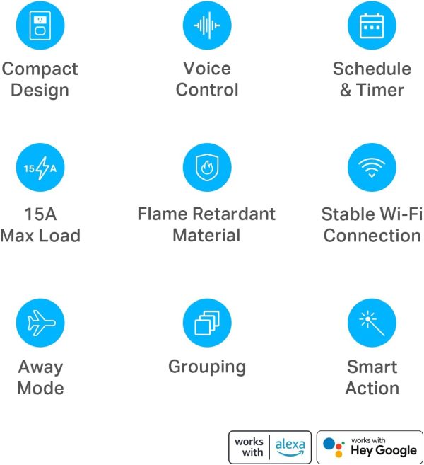 Plug Mini 15A, Smart Home Wi-Fi Outlet Works with Alexa, Google Home & IFTTT, No Hub Required, UL Certified, 2.4G WiFi Only, 4-Pack(EP10P4) , White - Image 3
