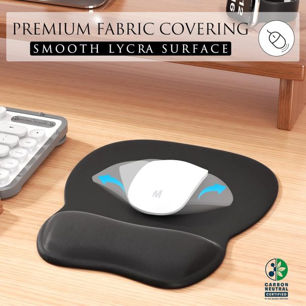 MROCO Ergonomic Mouse Pad with Gel Wrist Support, Comfortable Mousepad with Smooth Wrist Rest Surface and Non-Slip PU Base for Pain Relief, Computer, Laptop, Office & Home, 9.4 x 8.1 in, Black Color - Image 2
