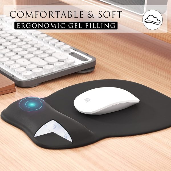MROCO Ergonomic Mouse Pad with Gel Wrist Support, Comfortable Mousepad with Smooth Wrist Rest Surface and Non-Slip PU Base for Pain Relief, Computer, Laptop, Office & Home, 9.4 x 8.1 in, Black Color - Image 4
