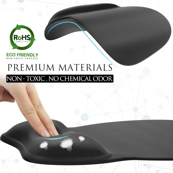 MROCO Ergonomic Mouse Pad with Gel Wrist Support, Comfortable Mousepad with Smooth Wrist Rest Surface and Non-Slip PU Base for Pain Relief, Computer, Laptop, Office & Home, 9.4 x 8.1 in, Black Color - Image 5