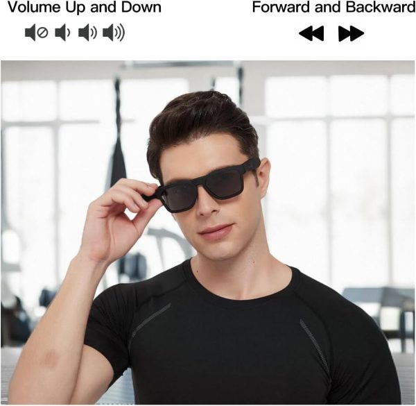 OhO Smart Glasses,Polarized Sunglasses with Bluetooth Speaker,Athletic/Outdoor UV Protection and Voice Control,Unisex (Grey Lens) - Image 4