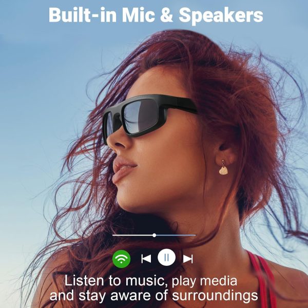 Smart Glasses, Polarized Bluetooth Sunglasses, Built-in Mic & Speakers, Voice Assistant, UV Protection Audio Sun Glass - Image 3