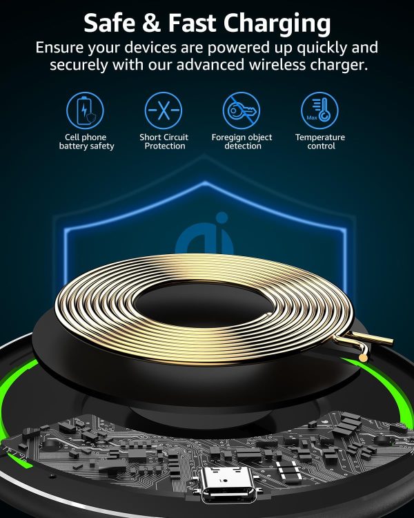 TOZO 2024 Upgraded Wireless Charger 15W Max Fast Wireless Charging Pad Compatible with iPhone 16/16 Plus/16 Pro Max /15/14/13/SE/12 Series, Samsung Galaxy S24/S23/S22 Series (No AC Adapter), Black - Image 2