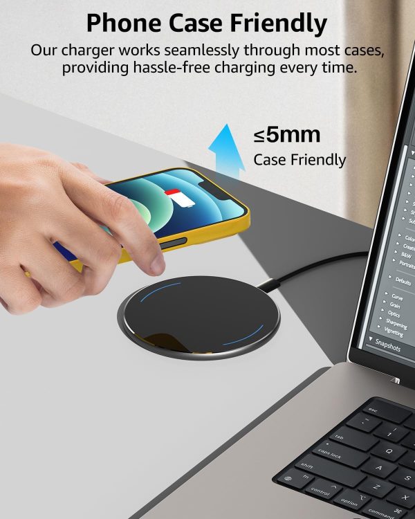 TOZO 2024 Upgraded Wireless Charger 15W Max Fast Wireless Charging Pad Compatible with iPhone 16/16 Plus/16 Pro Max /15/14/13/SE/12 Series, Samsung Galaxy S24/S23/S22 Series (No AC Adapter), Black - Image 3