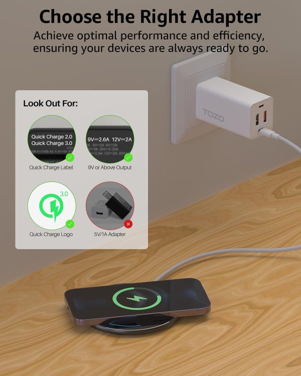 TOZO 2024 Upgraded Wireless Charger 15W Max Fast Wireless Charging Pad Compatible with iPhone 16/16 Plus/16 Pro Max /15/14/13/SE/12 Series, Samsung Galaxy S24/S23/S22 Series (No AC Adapter), Black - Image 5