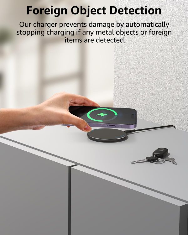 TOZO 2024 Upgraded Wireless Charger 15W Max Fast Wireless Charging Pad Compatible with iPhone 16/16 Plus/16 Pro Max /15/14/13/SE/12 Series, Samsung Galaxy S24/S23/S22 Series (No AC Adapter), Black - Image 6